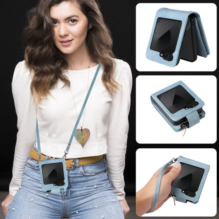 For Samsung Galaxy Z Flip6 5G Crossbody Multi-card Slot Wallet Zipper Leather Phone Case