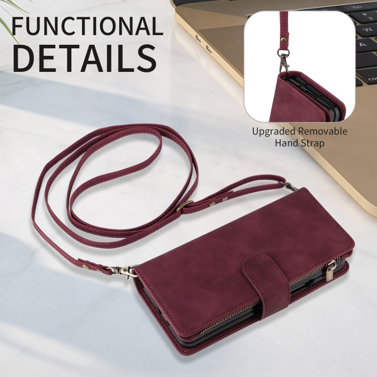 For Samsung Galaxy Z Fold6 5G Crossbody Multi-card Slot Wallet Zipper Leather Phone Case