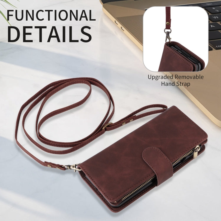 For Samsung Galaxy Z Fold6 5G Crossbody Multi-card Slot Wallet Zipper Leather Phone Case