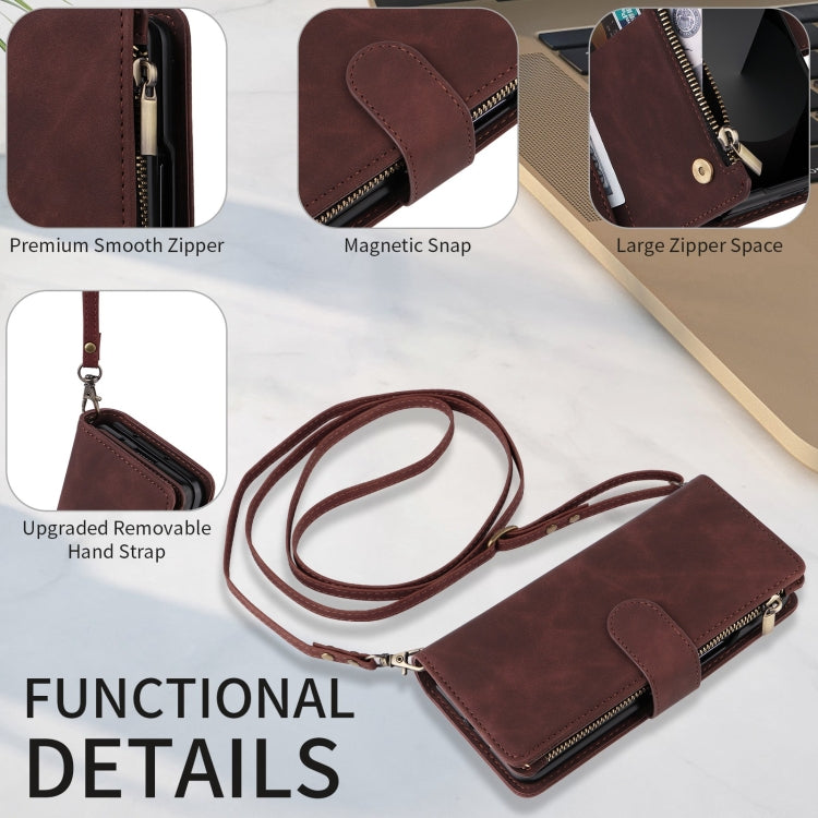 For Samsung Galaxy Z Fold6 5G Crossbody Multi-card Slot Wallet Zipper Leather Phone Case
