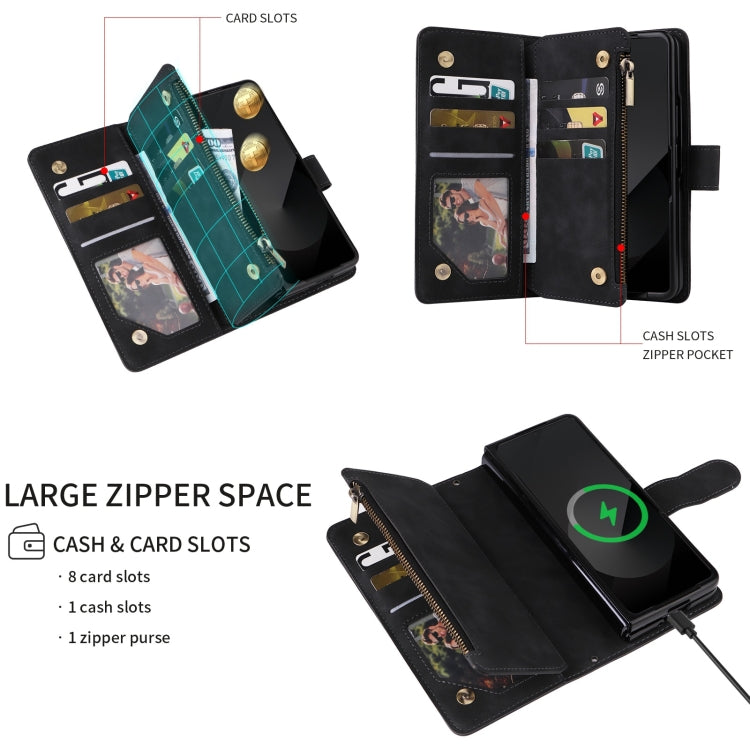 For Samsung Galaxy Z Fold6 5G Crossbody Multi-card Slot Wallet Zipper Leather Phone Case