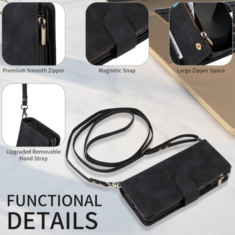 For Samsung Galaxy Z Fold6 5G Crossbody Multi-card Slot Wallet Zipper Leather Phone Case