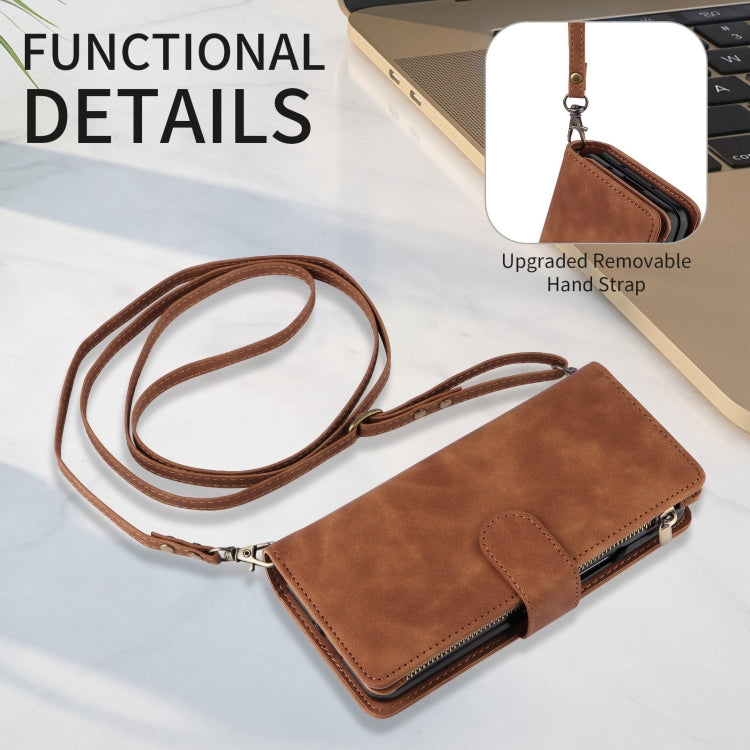 For Samsung Galaxy Z Fold6 5G Crossbody Multi-card Slot Wallet Zipper Leather Phone Case