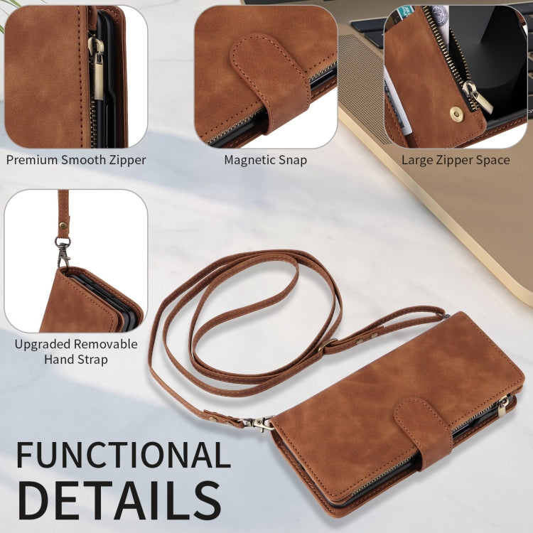For Samsung Galaxy Z Fold6 5G Crossbody Multi-card Slot Wallet Zipper Leather Phone Case