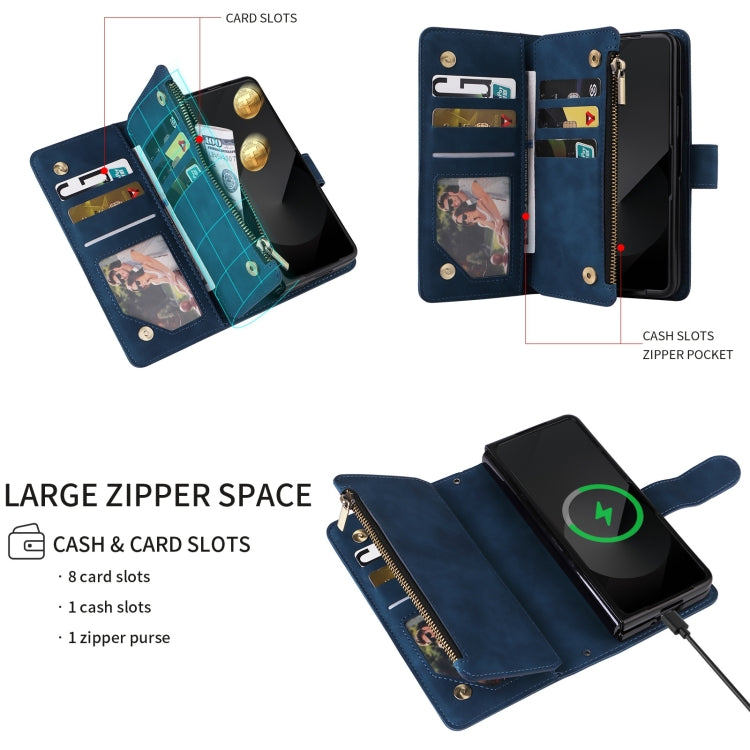 For Samsung Galaxy Z Fold6 5G Crossbody Multi-card Slot Wallet Zipper Leather Phone Case