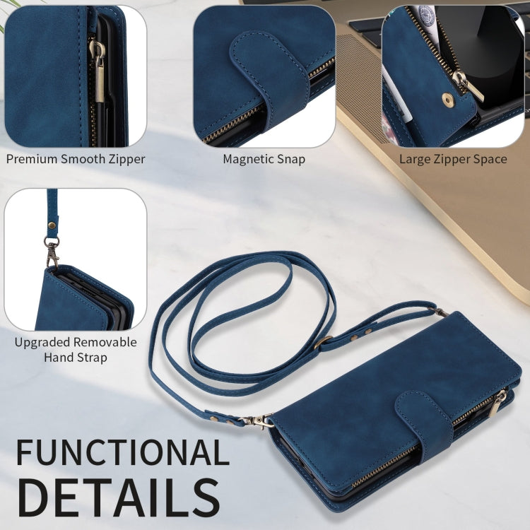 For Samsung Galaxy Z Fold6 5G Crossbody Multi-card Slot Wallet Zipper Leather Phone Case