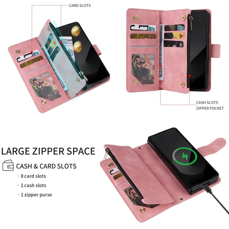 For Samsung Galaxy Z Fold6 5G Crossbody Multi-card Slot Wallet Zipper Leather Phone Case