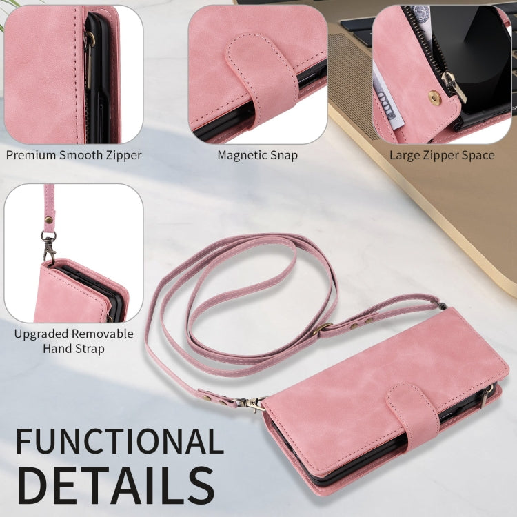 For Samsung Galaxy Z Fold6 5G Crossbody Multi-card Slot Wallet Zipper Leather Phone Case