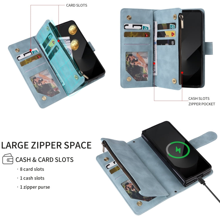 For Samsung Galaxy Z Fold6 5G Crossbody Multi-card Slot Wallet Zipper Leather Phone Case