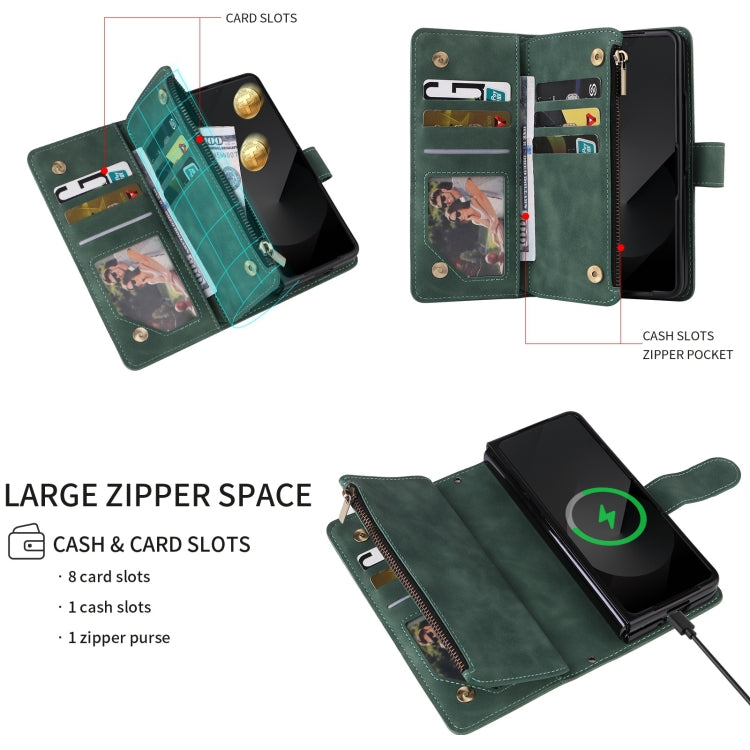 For Samsung Galaxy Z Fold6 5G Crossbody Multi-card Slot Wallet Zipper Leather Phone Case