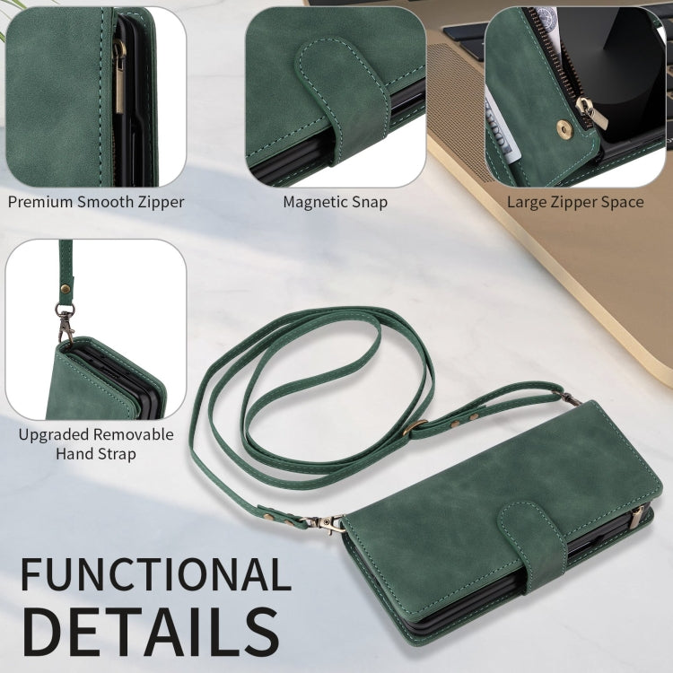 For Samsung Galaxy Z Fold6 5G Crossbody Multi-card Slot Wallet Zipper Leather Phone Case