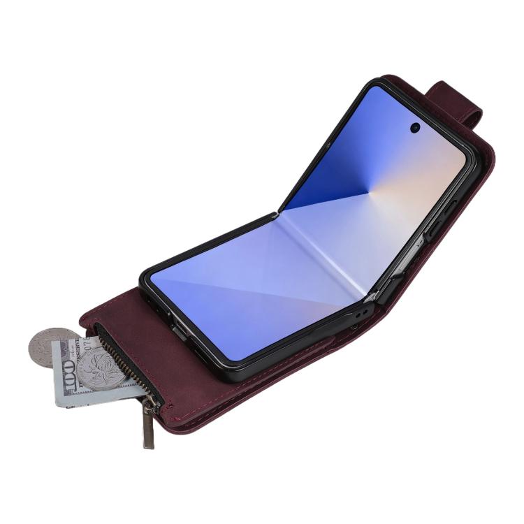 For Samsung Galaxy Z Flip7 5G Crossbody Multi-card Slot Wallet Zipper Leather Phone Case