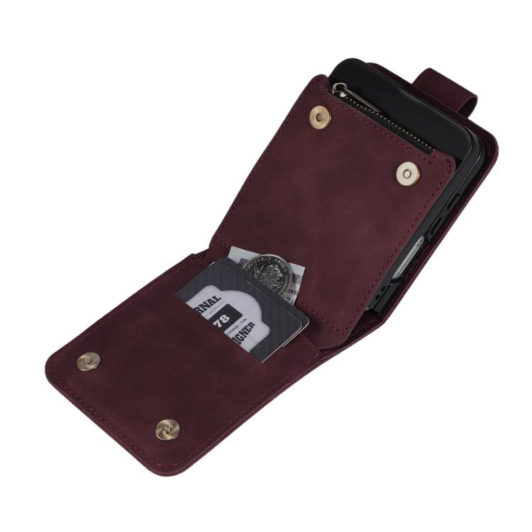 For Samsung Galaxy Z Flip7 5G Crossbody Multi-card Slot Wallet Zipper Leather Phone Case
