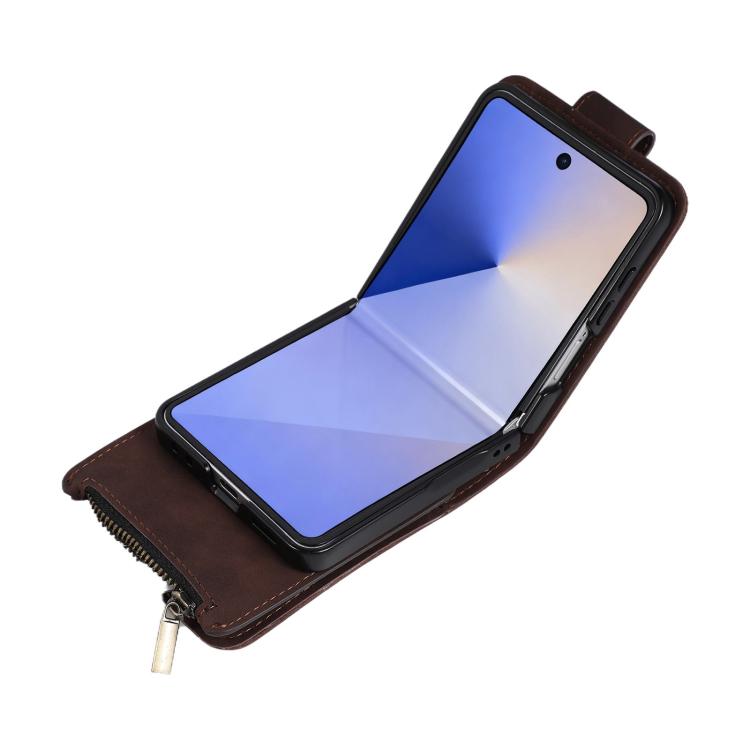 For Samsung Galaxy Z Flip7 5G Crossbody Multi-card Slot Wallet Zipper Leather Phone Case