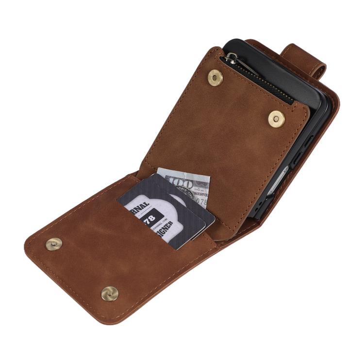 For Samsung Galaxy Z Flip7 5G Crossbody Multi-card Slot Wallet Zipper Leather Phone Case