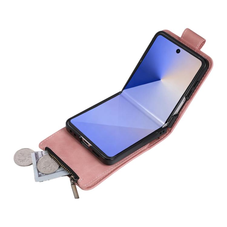 For Samsung Galaxy Z Flip7 5G Crossbody Multi-card Slot Wallet Zipper Leather Phone Case
