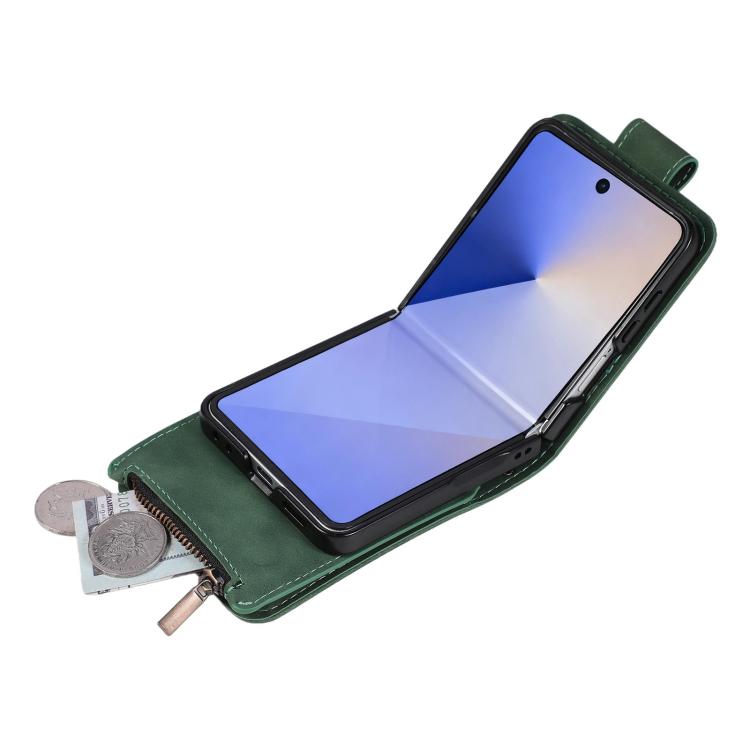 For Samsung Galaxy Z Flip7 5G Crossbody Multi-card Slot Wallet Zipper Leather Phone Case