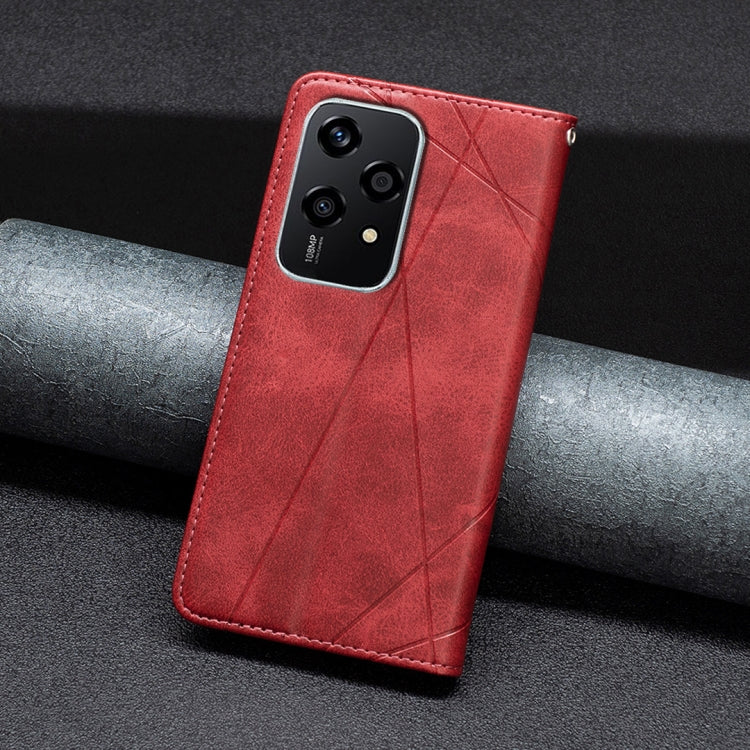 For Honor 200 Lite Global Rhombus Texture Magnetic Leather Phone Case