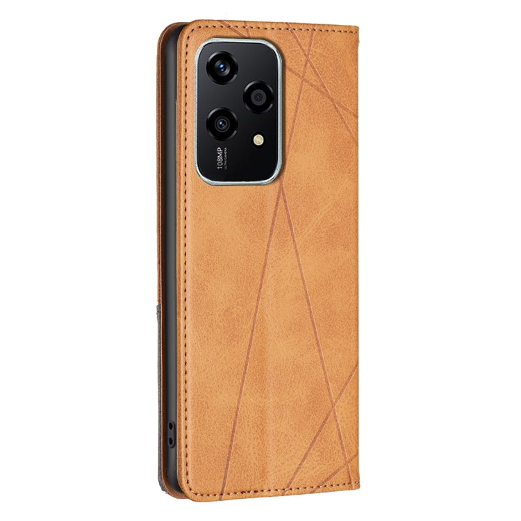 For Honor 200 Lite Global Rhombus Texture Magnetic Leather Phone Case
