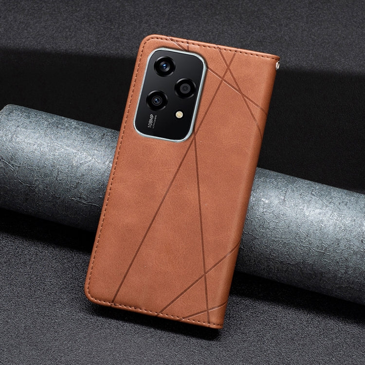 For Honor 200 Lite Global Rhombus Texture Magnetic Leather Phone Case