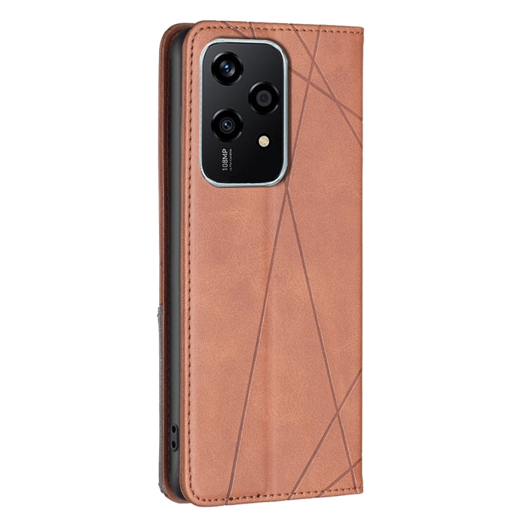 For Honor 200 Lite Global Rhombus Texture Magnetic Leather Phone Case
