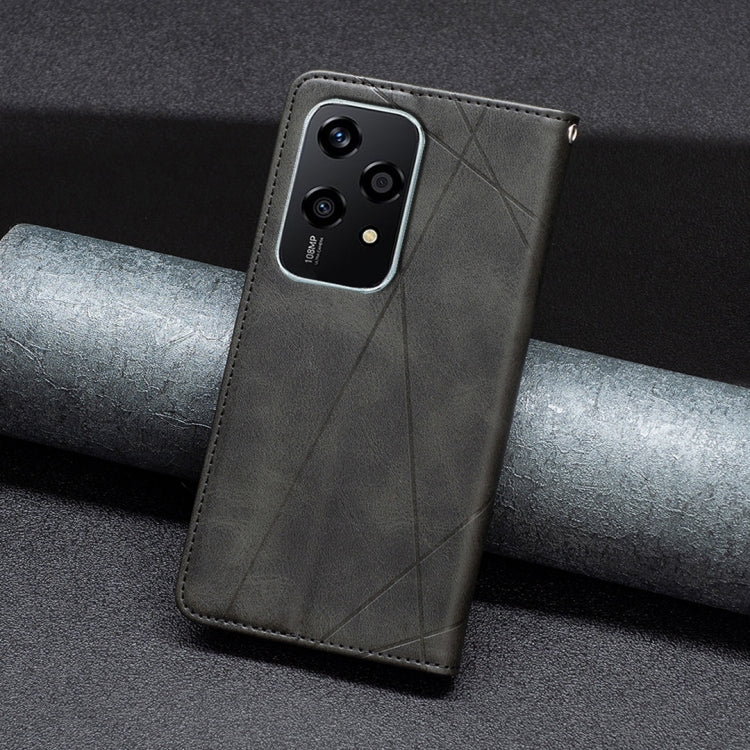 For Honor 200 Lite Global Rhombus Texture Magnetic Leather Phone Case