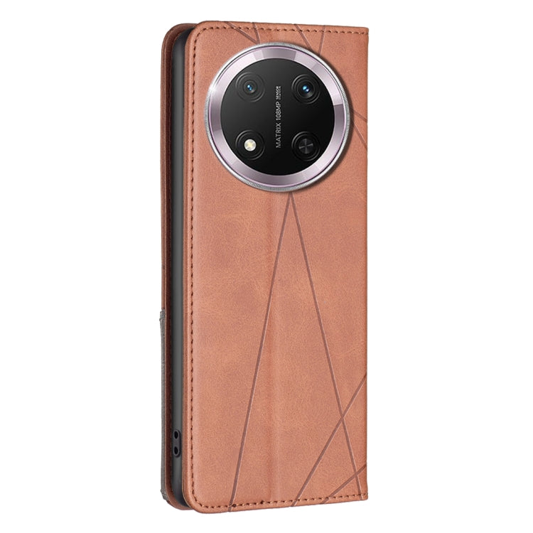 For Honor X9c 5G Global Rhombus Texture Magnetic Leather Phone Case