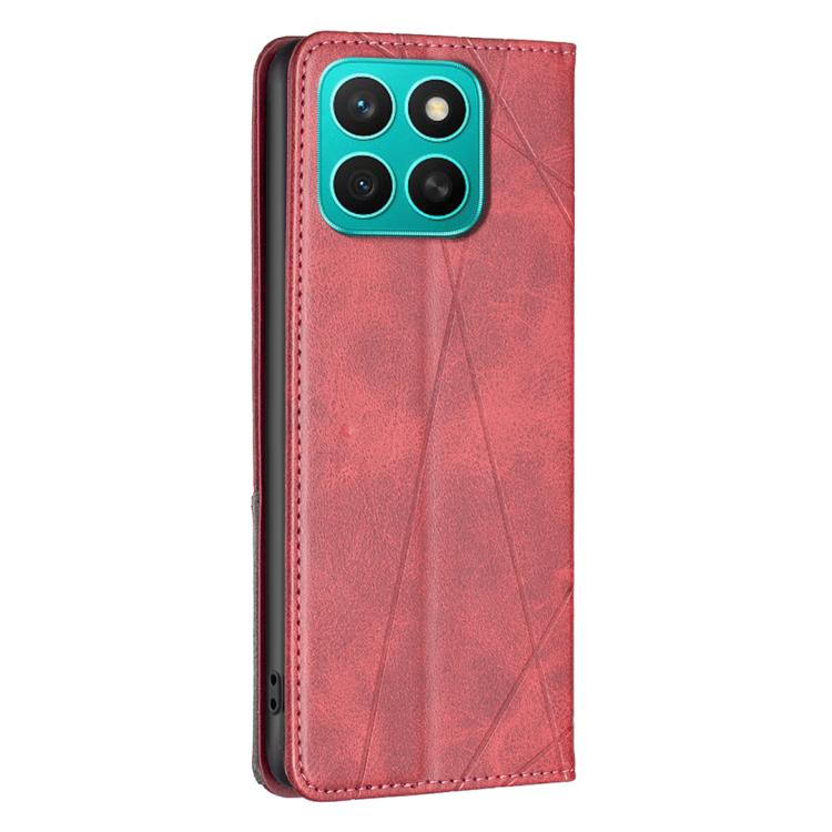 For Honor X8c 4G Rhombus Texture Magnetic Leather Phone Case