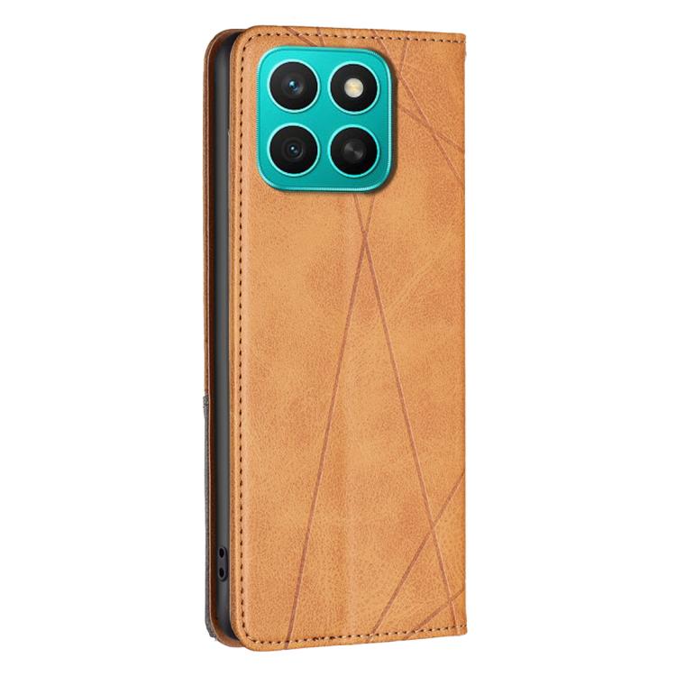 For Honor X8c 4G Rhombus Texture Magnetic Leather Phone Case