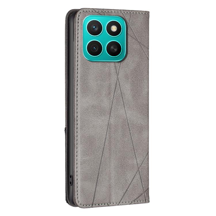 For Honor X8c 4G Rhombus Texture Magnetic Leather Phone Case