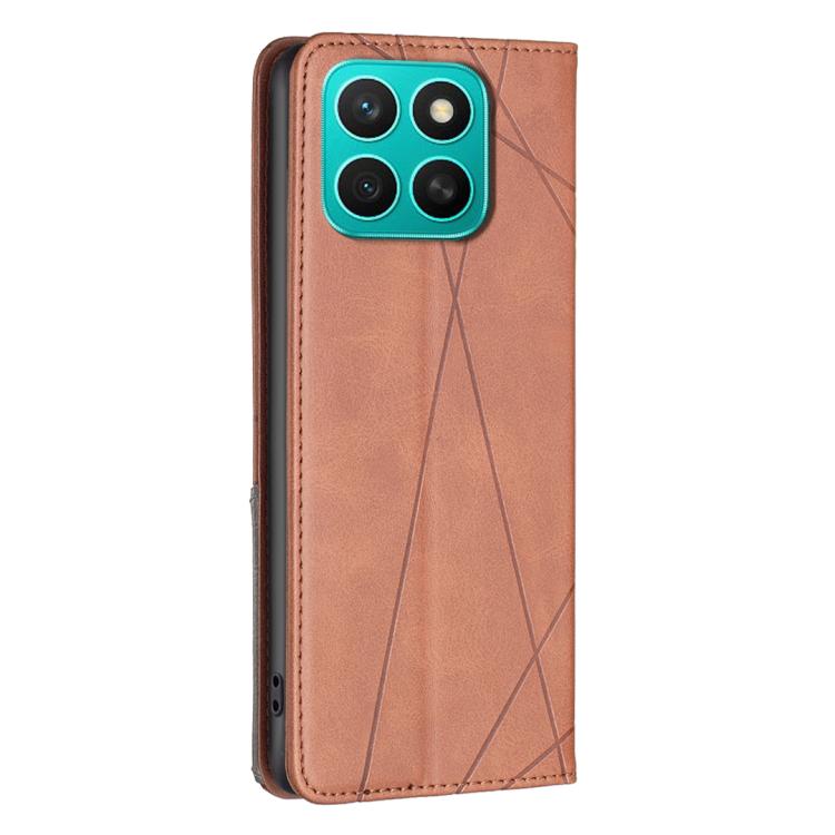 For Honor X8c 4G Rhombus Texture Magnetic Leather Phone Case