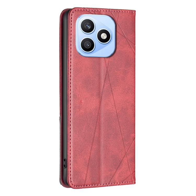 For Honor X8d 4G Rhombus Texture Magnetic Leather Phone Case