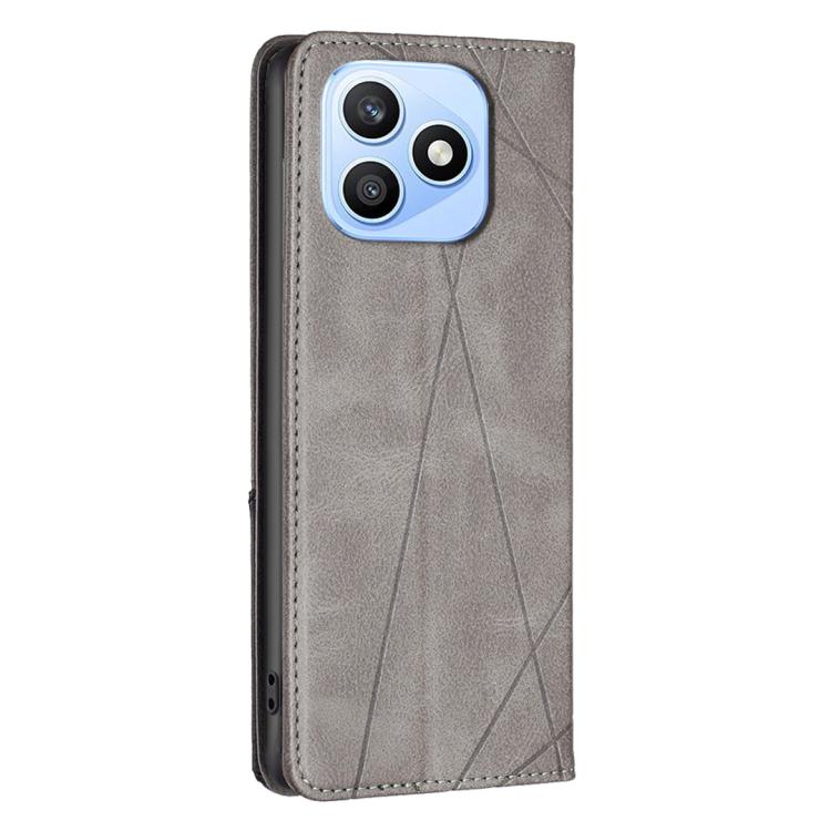 For Honor X8d 4G Rhombus Texture Magnetic Leather Phone Case