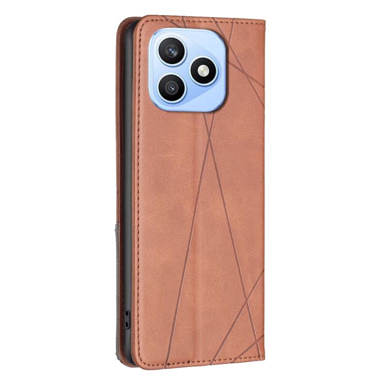For Honor X8d 4G Rhombus Texture Magnetic Leather Phone Case