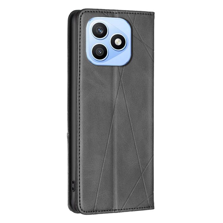 For Honor X8d 4G Rhombus Texture Magnetic Leather Phone Case