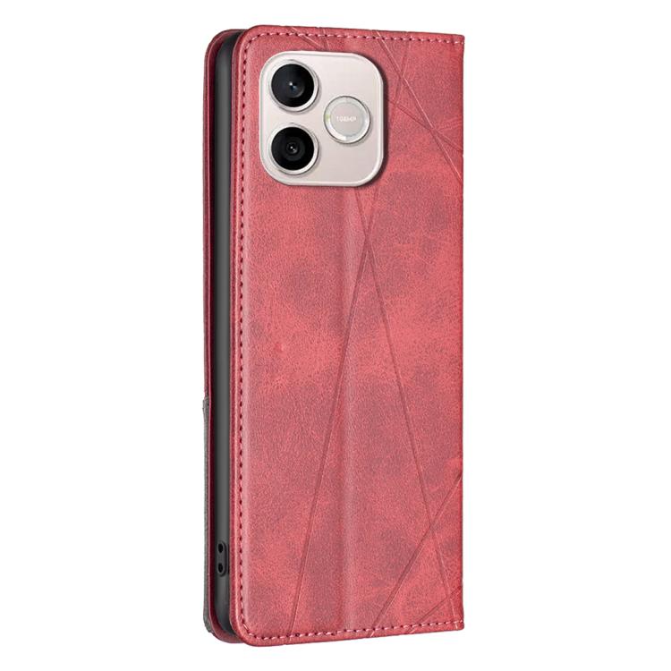 For Honor 600 Lite Global Rhombus Texture Magnetic Leather Phone Case