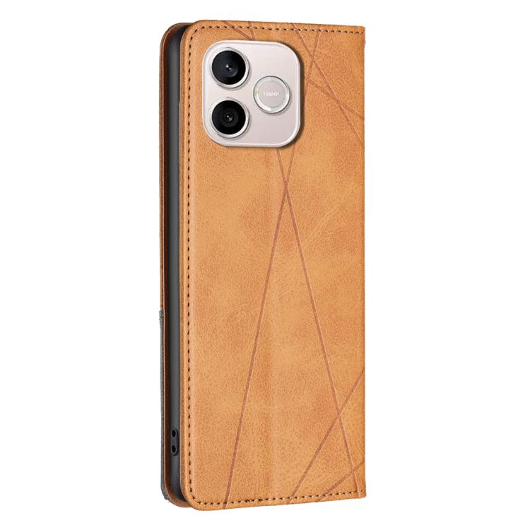 For Honor 600 Lite Global Rhombus Texture Magnetic Leather Phone Case