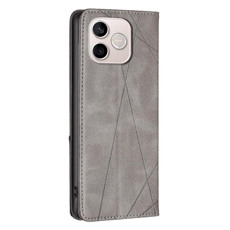 For Honor 600 Lite Global Rhombus Texture Magnetic Leather Phone Case