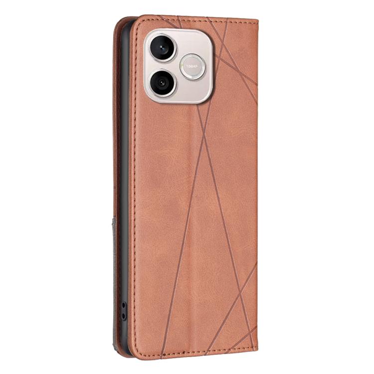 For Honor 600 Lite Global Rhombus Texture Magnetic Leather Phone Case