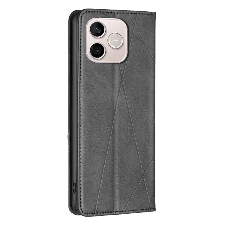 For Honor 600 Lite Global Rhombus Texture Magnetic Leather Phone Case