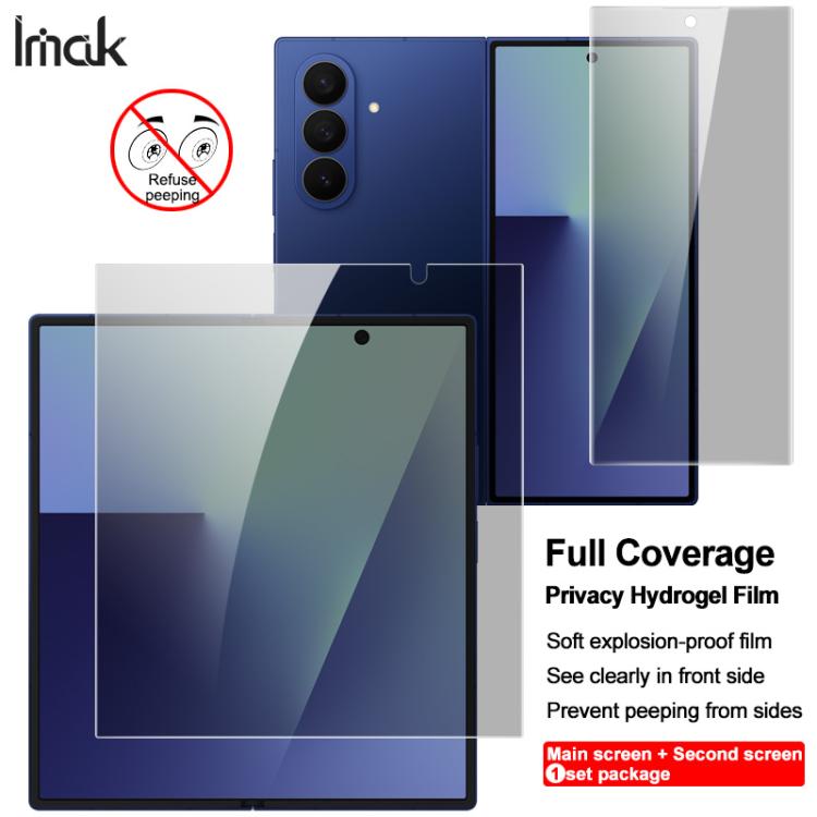 For Samsung Galaxy Z Fold7 5G 1 Sets imak Privacy Curved Full Screen Hydrogel Film  - Outer Screen + Inner Screen