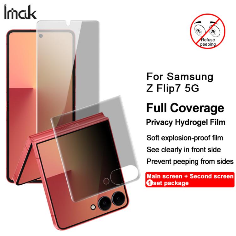 For Samsung Galaxy Z Flip7 5G 1 Sets imak Privacy Curved Full Screen Hydrogel Film  - Outer Screen + Inner Screen