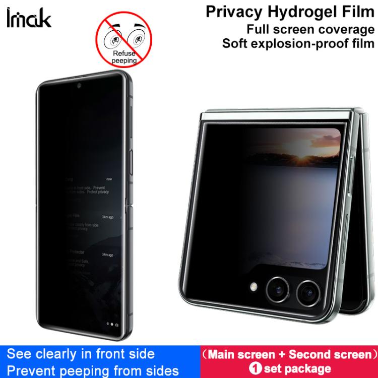 For Samsung Galaxy Z Flip7 5G 1 Sets imak Privacy Curved Full Screen Hydrogel Film  - Outer Screen + Inner Screen