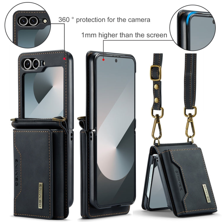 For Samsung Galaxy Z Flip6 DG.MING M2 Series Card Bag Magnetic Leather Phone Case