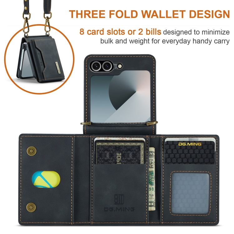 For Samsung Galaxy Z Flip6 DG.MING M2 Series Card Bag Magnetic Leather Phone Case