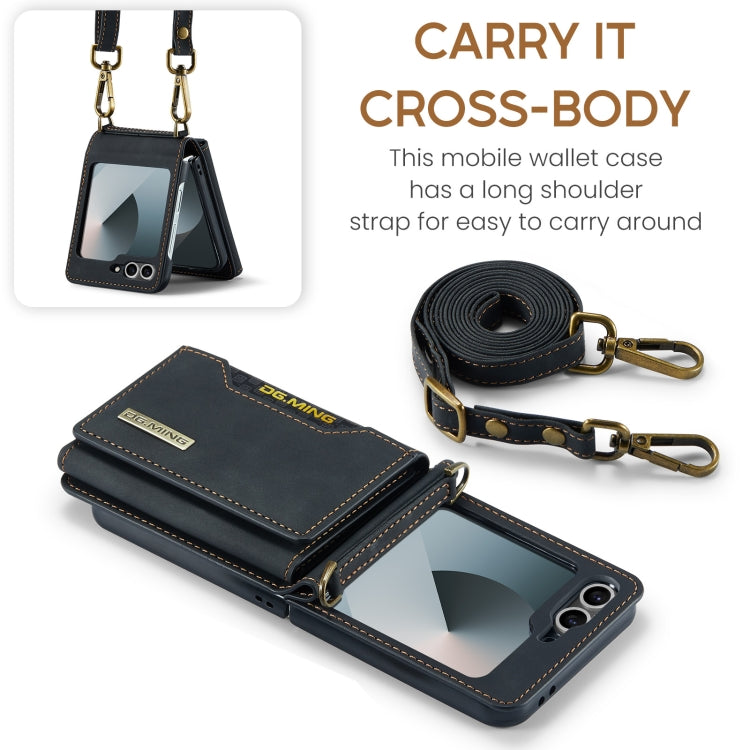 For Samsung Galaxy Z Flip6 DG.MING M2 Series Card Bag Magnetic Leather Phone Case