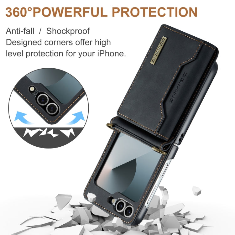 For Samsung Galaxy Z Flip6 DG.MING M2 Series Card Bag Magnetic Leather Phone Case