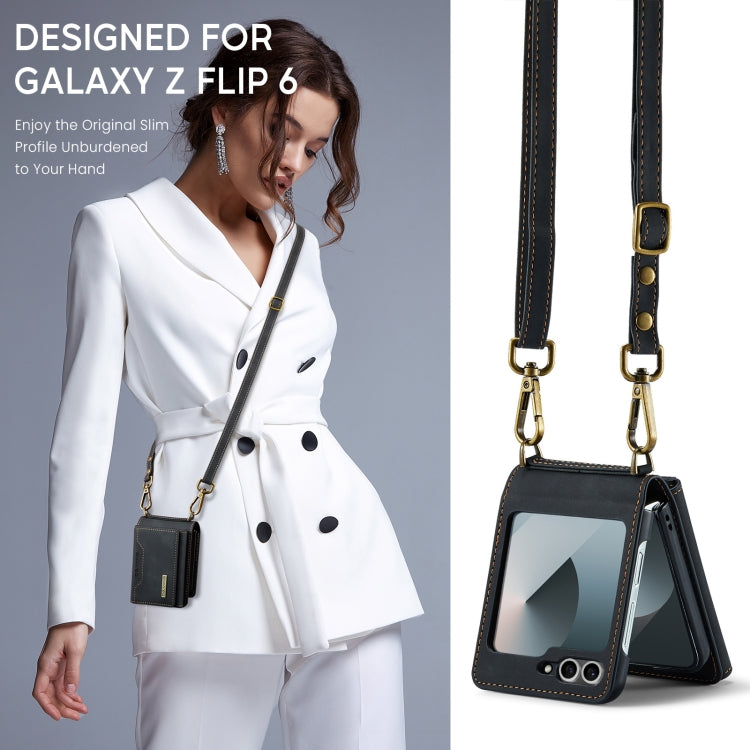 For Samsung Galaxy Z Flip6 DG.MING M2 Series Card Bag Magnetic Leather Phone Case