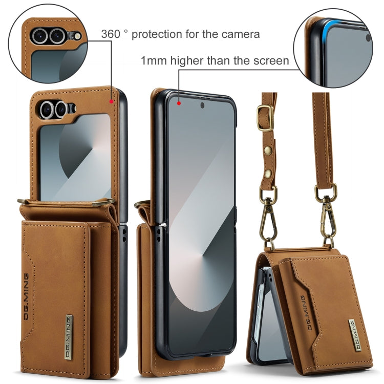 For Samsung Galaxy Z Flip6 DG.MING M2 Series Card Bag Magnetic Leather Phone Case