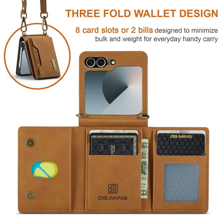 For Samsung Galaxy Z Flip6 DG.MING M2 Series Card Bag Magnetic Leather Phone Case